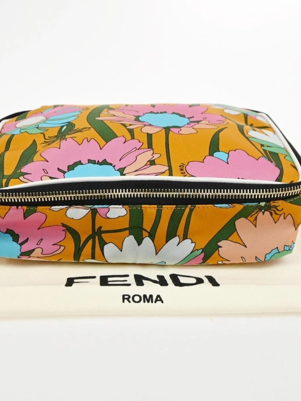 FENDI Square Clutch Pouch Bag Nylon Leather Multicolor Orange GHW Italy 36KD680 - Picture 14 of 14